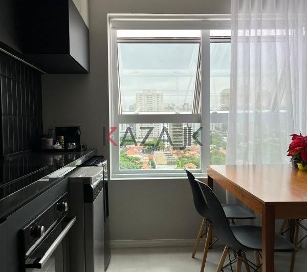 Apartamento à venda no Brooklin Paulista, São Paulo-SP: 1 suíte, 1 sala, 2 banheiros, 1 vaga de gar