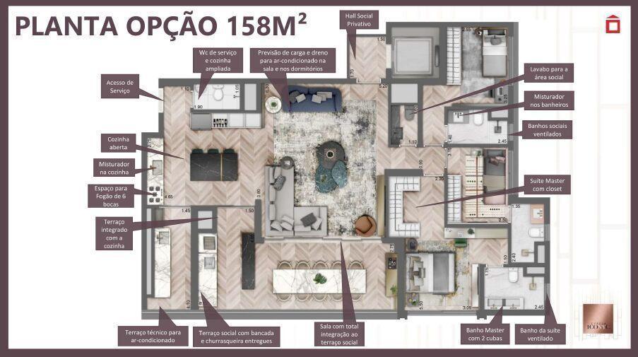 ICONYC CYRELA | Apartamento de 158m² com 3 Suítes e 2 Vagas – Varanda com Churrasqueira | Piscina Co
