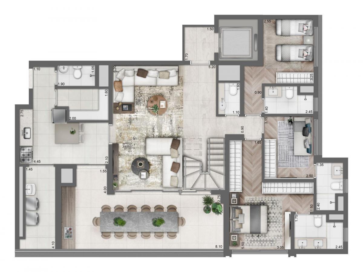 ICONYC CYRELA | Apartamento de 158m² com 3 Suítes e 2 Vagas – Varanda com Churrasqueira | Piscina Co