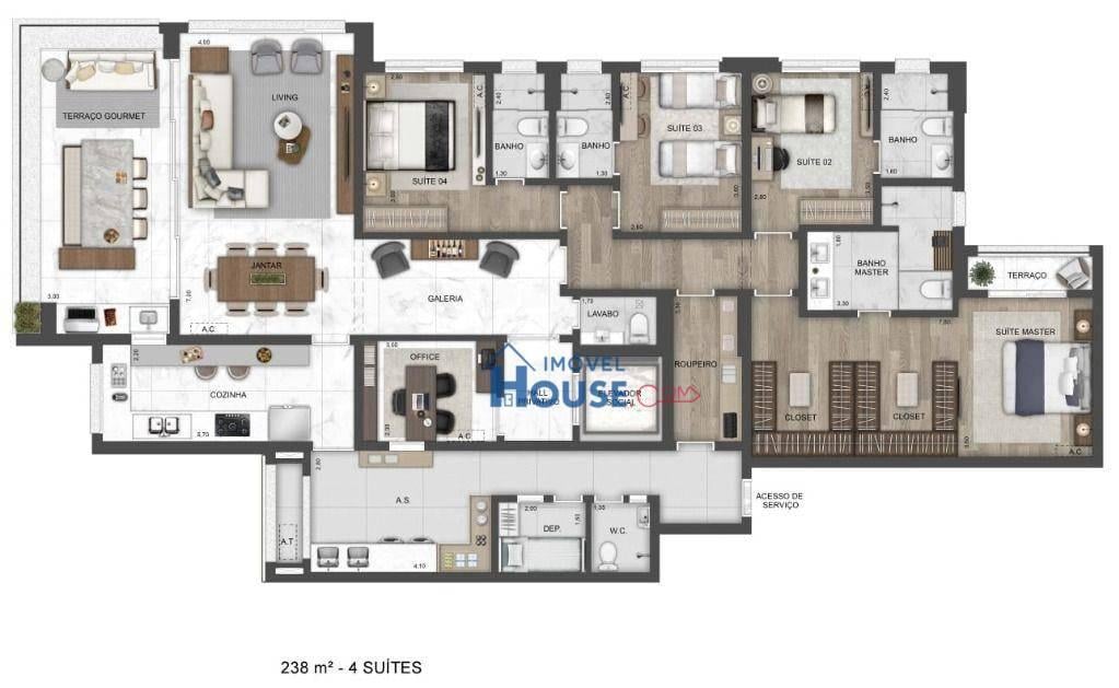Terraro Vila Romana | Apartamento com 3 Quartos sendo 3 Suítes à Venda na Vila Romana, 238m²