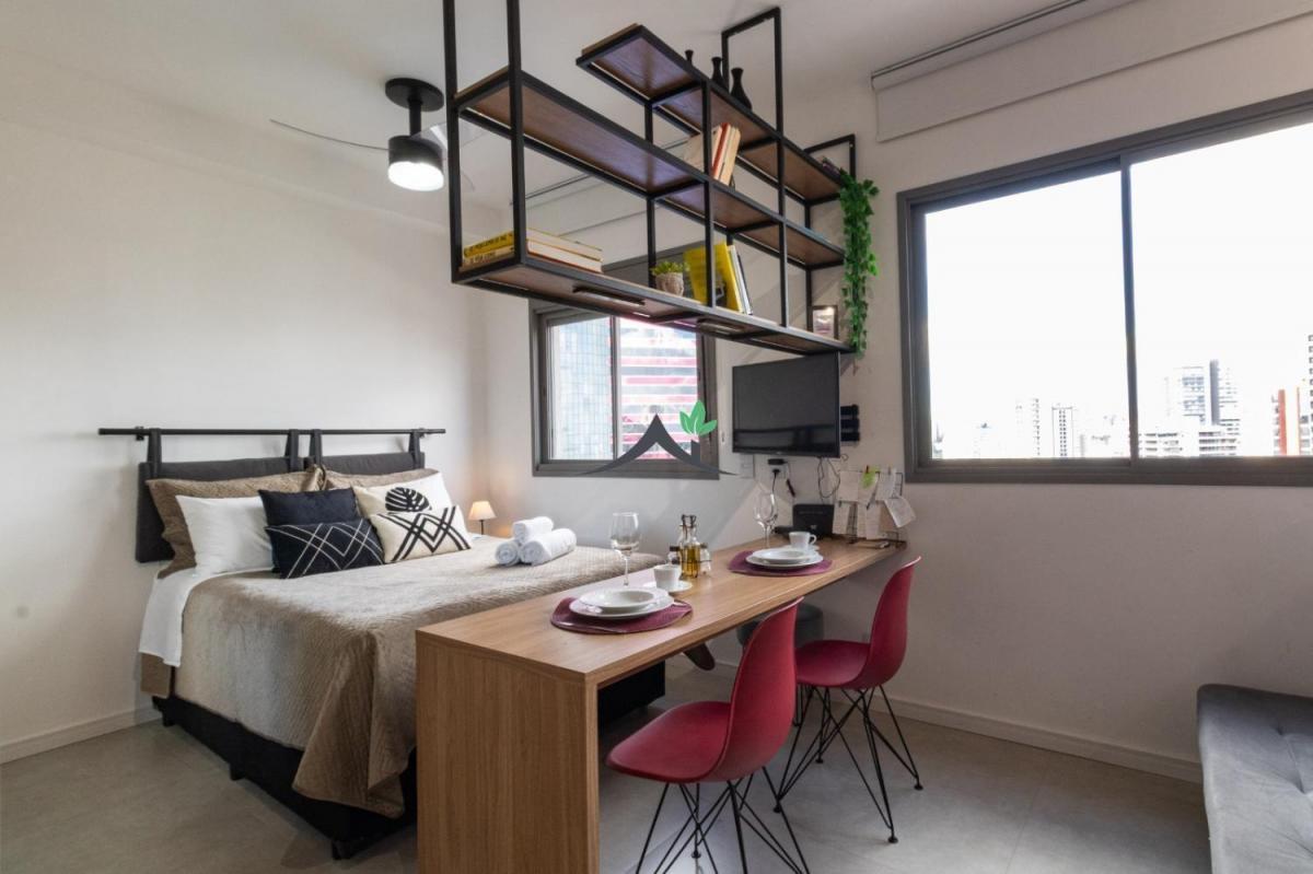 Studio mobiliado e decorado, 24 m², no Viva Benx Faria Lima