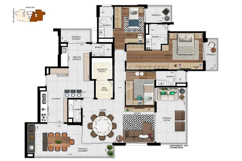 Apartamento com 3 quartos à venda em Campestre – SP