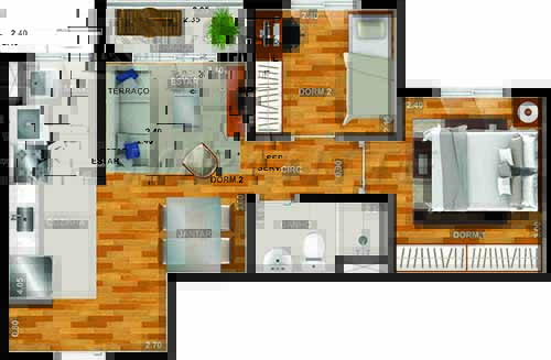 Apartamento de 49m² com 2 quartos em Jardim Brasil
