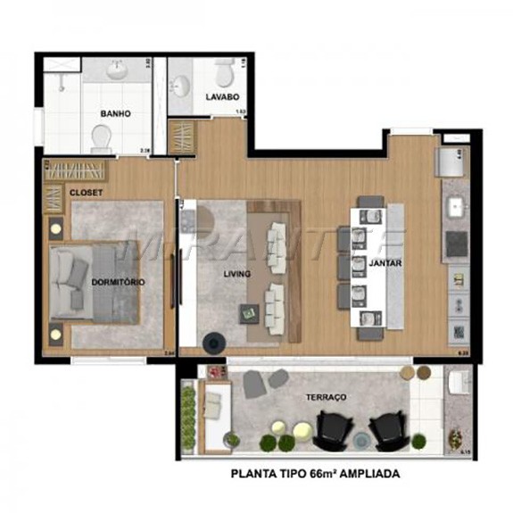 Apartamento de 67m² com 1 quarto em Parque Industrial Tomas Edson
