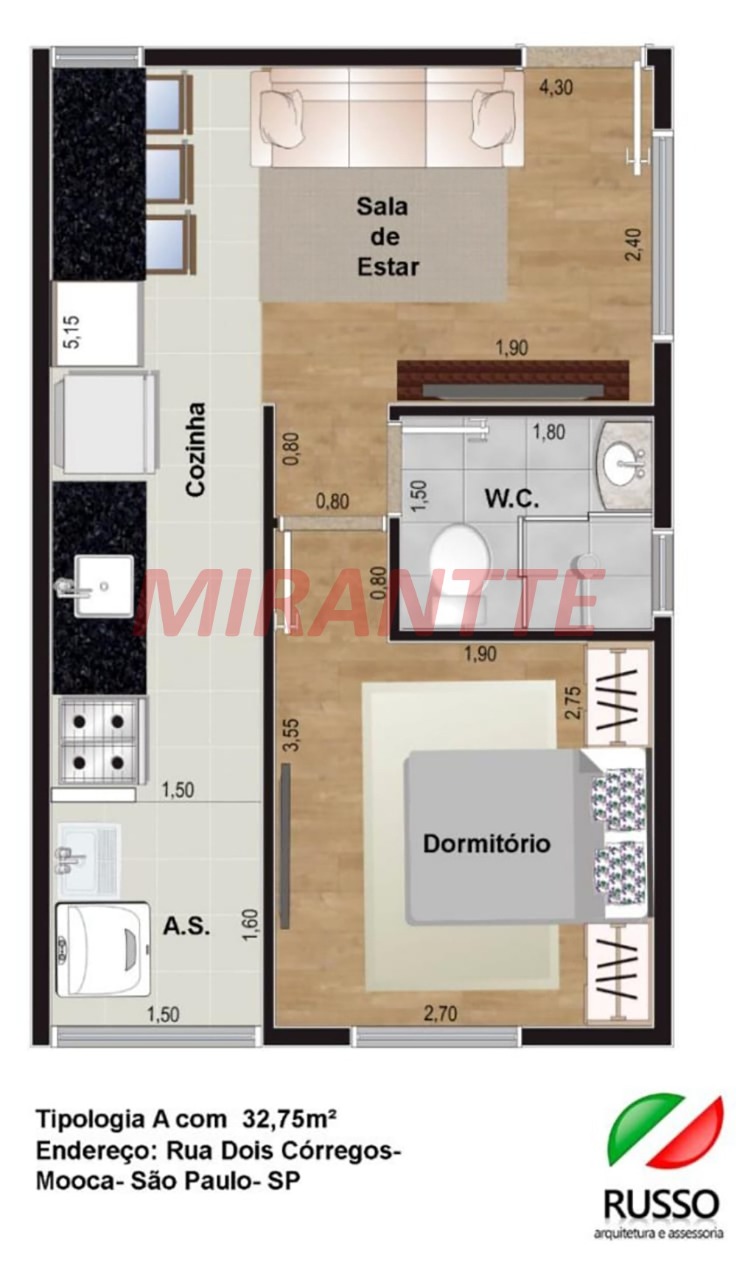 Apartamento de 35m² com 1 quartos em Jardim São Paulo