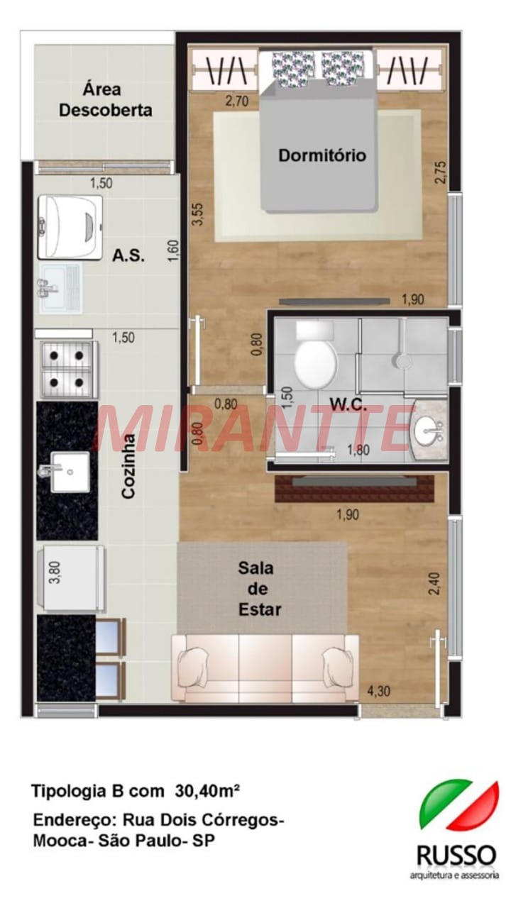Apartamento de 35m² com 1 quartos em Jardim São Paulo