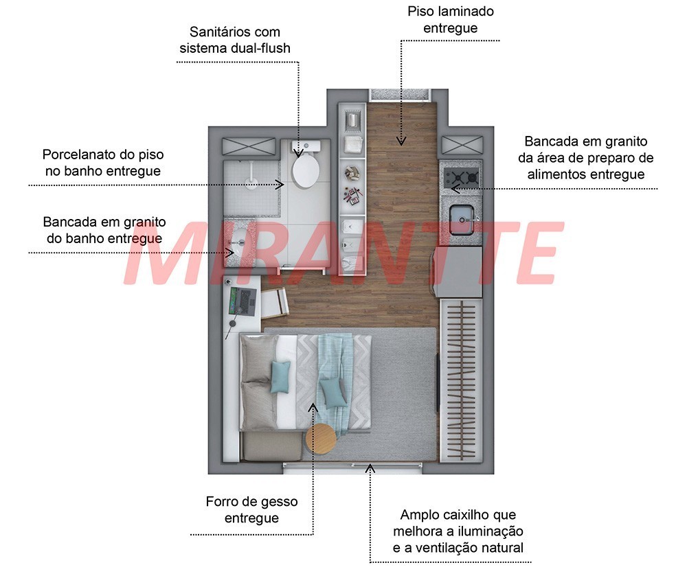 Apartamento de 19m² com 1 quarto em Brás