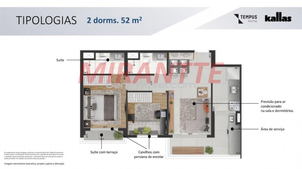 Apartamento de 57m² com 2 quartos em Indianópolis