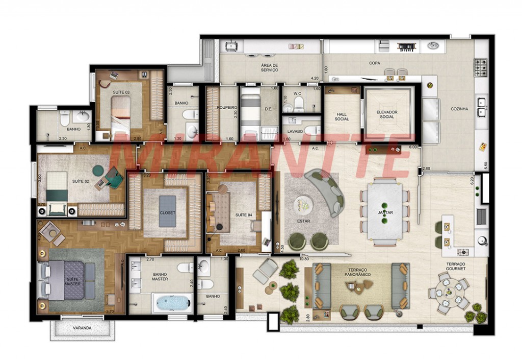 Apartamento de 252m² com 4 quartos em Morumbi