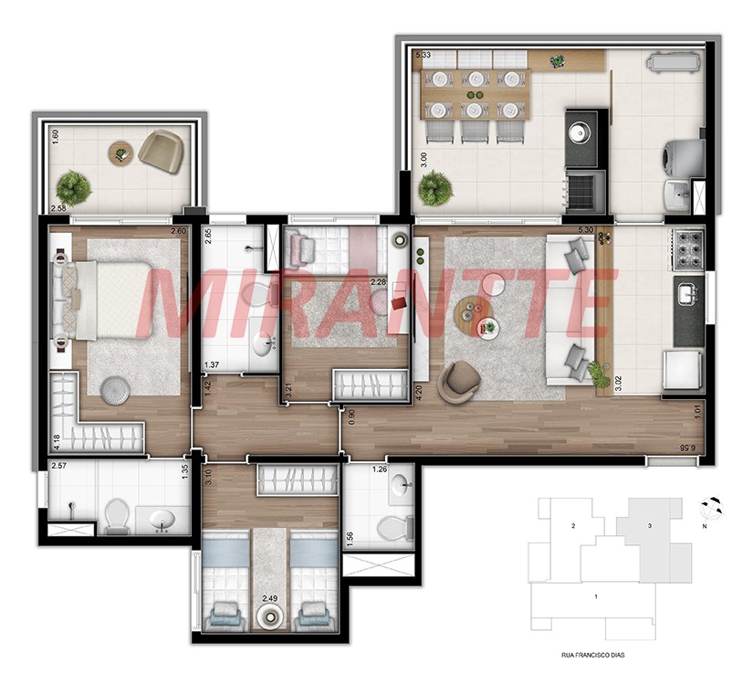 Apartamento de 120m² com 3 quartos em Bosque da Saúde