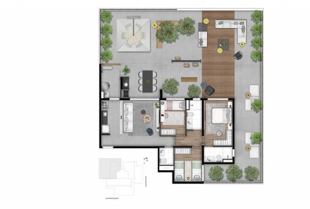 Apartamento de 120m² com 3 quartos em Bosque da Saúde