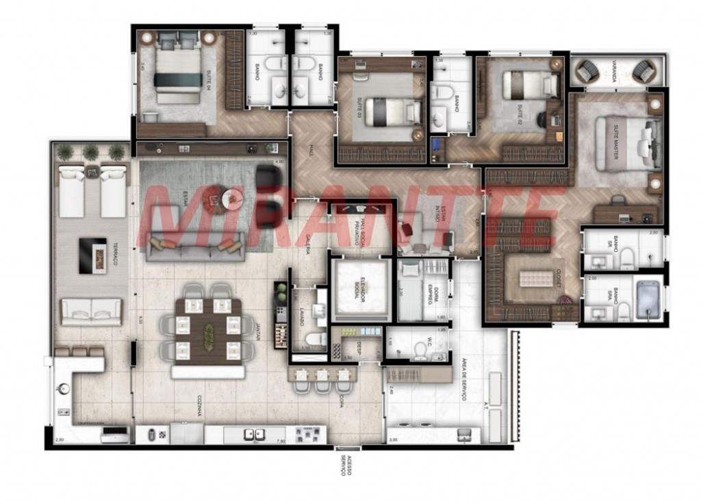 Apartamento de 200m² com 4 quartos em Perdizes