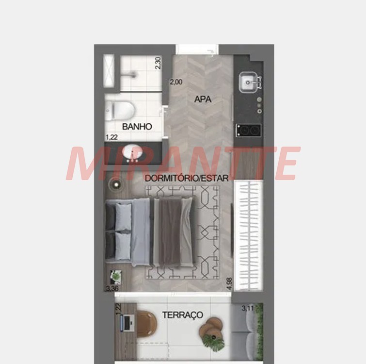 Apartamento de 25m² com 1 quarto em Moema