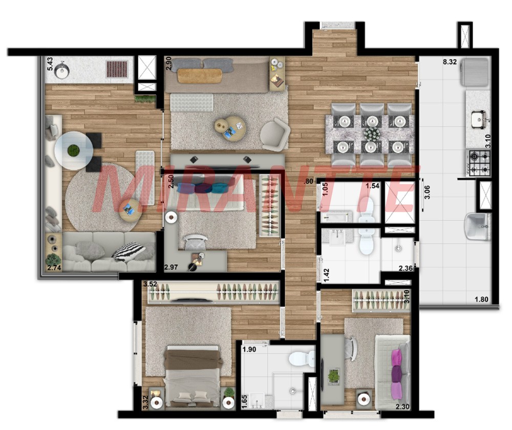 Apartamento de 76m² com 3 quartos em Vila Clementino