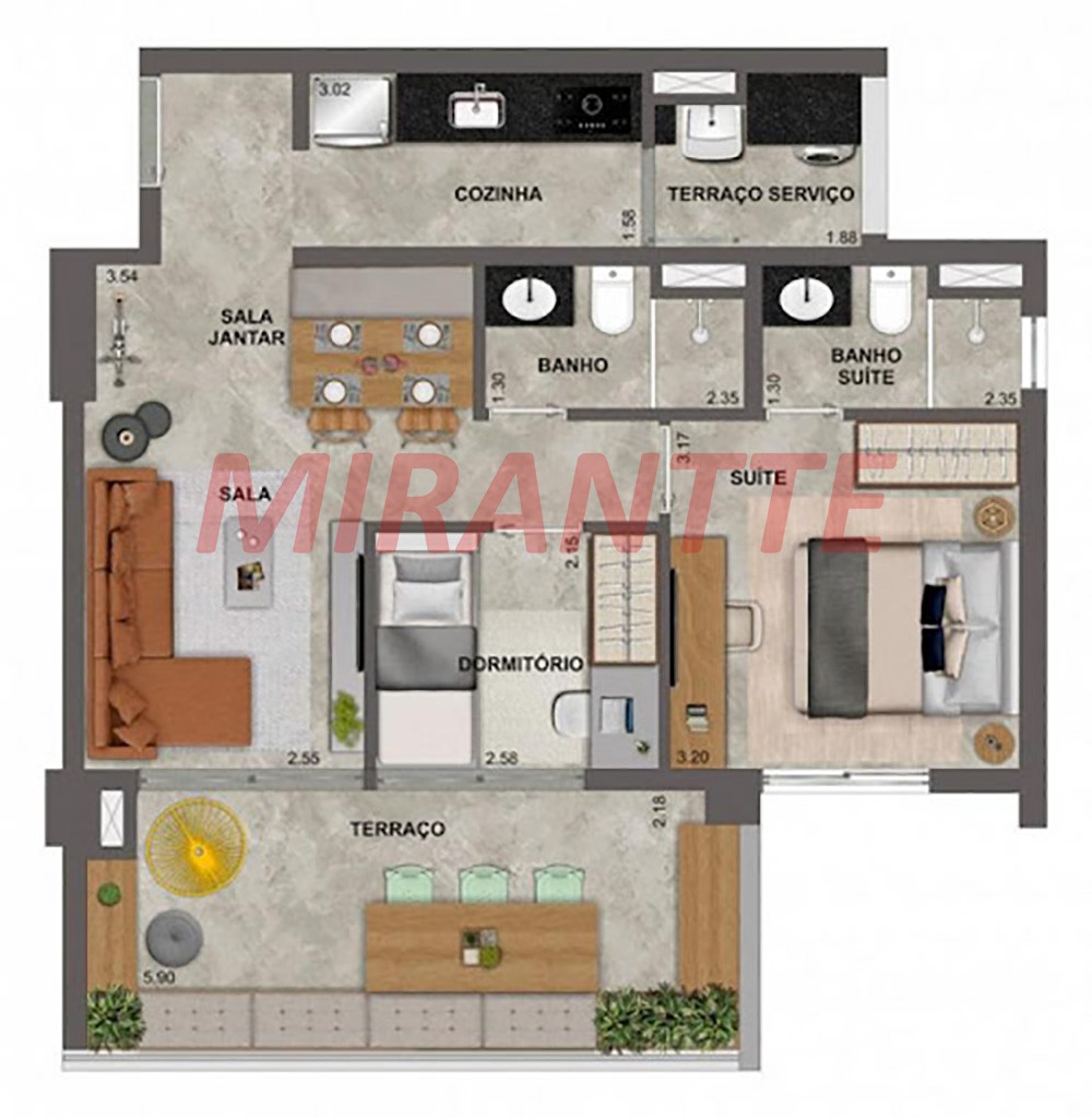 Apartamento de 68m² com 2 quartos em Vila Madalena