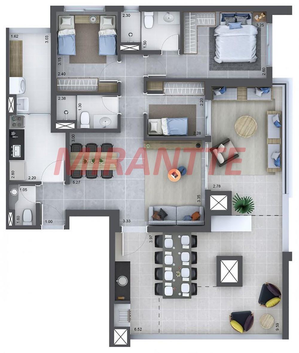 Apartamento de 66m² com 2 quartos em Anhanguera