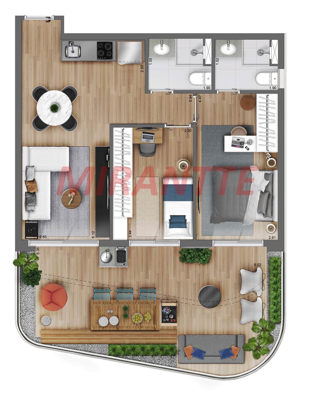 Apartamento de 43m² com 1 quarto em República