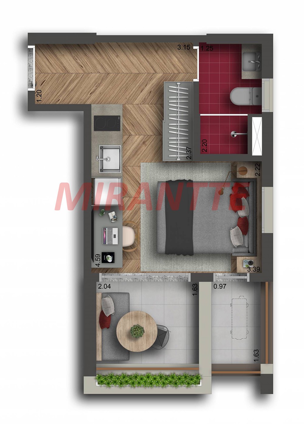 Apartamento de 21m² com 1 quarto em Jardins
