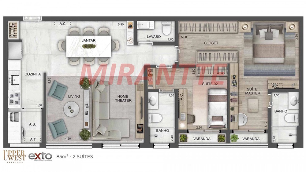 Apartamento de 85m² com 3 quartos em Perdizes