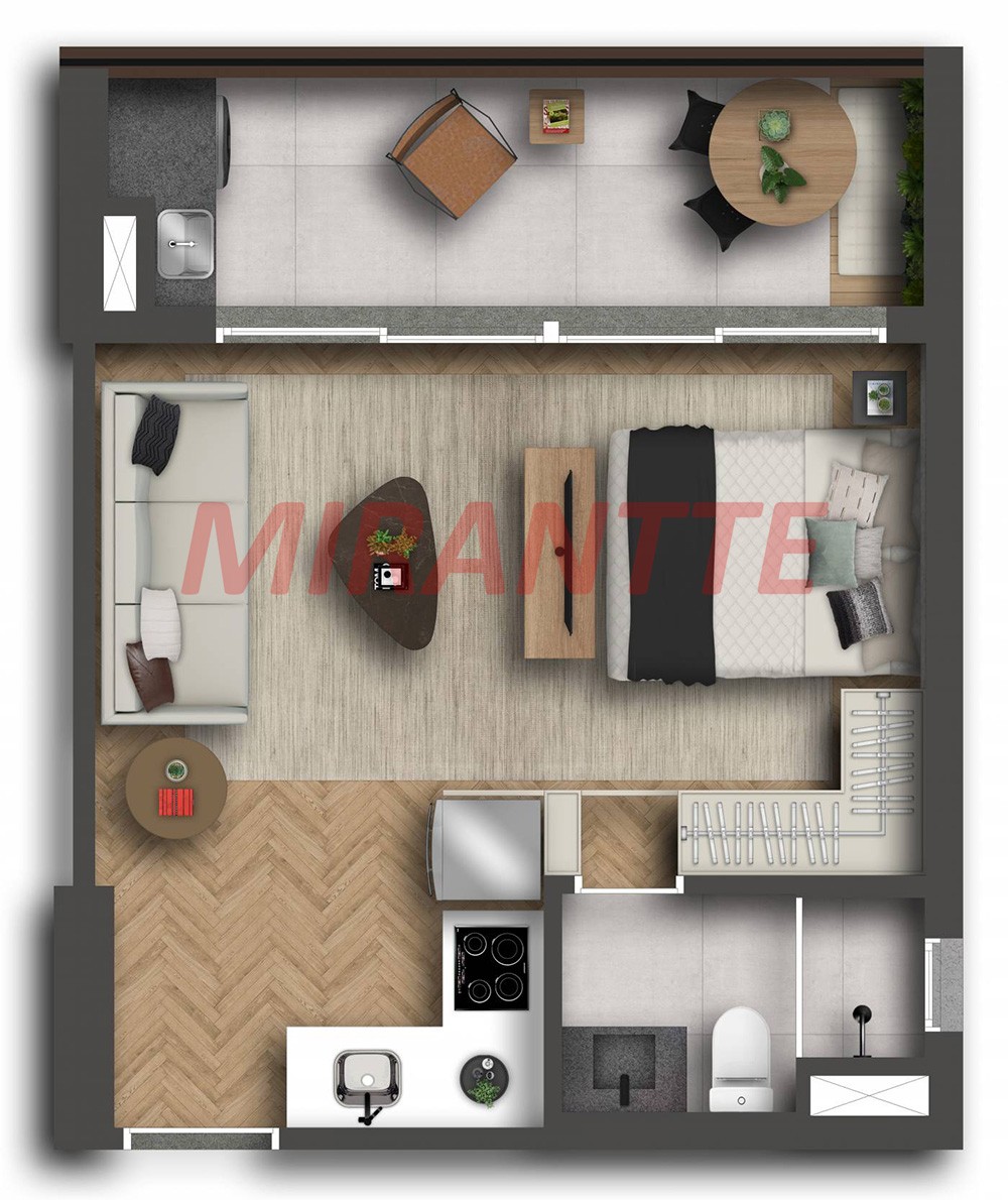 Apartamento de 39m² com 1 quarto em Paraíso