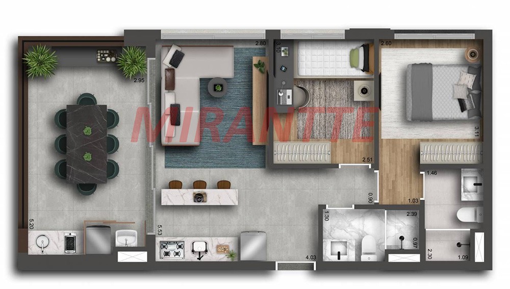 Apartamento de 68m² com 2 quartos em Paraíso