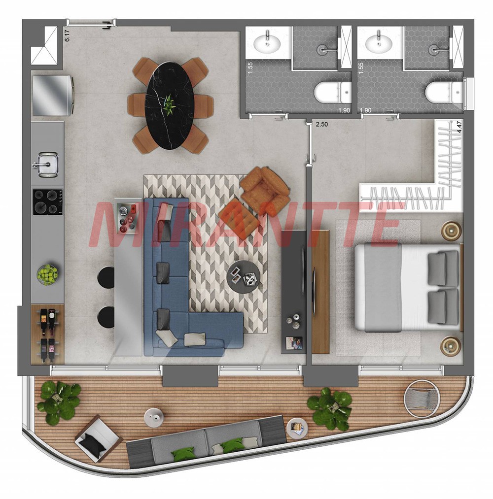Apartamento de 39m² com 1 quarto em República