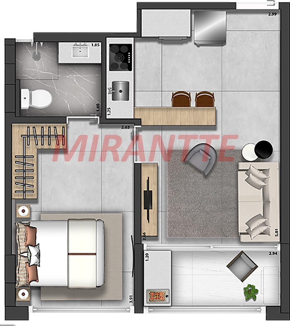 Apartamento de 38m² com 1 quarto em Santana