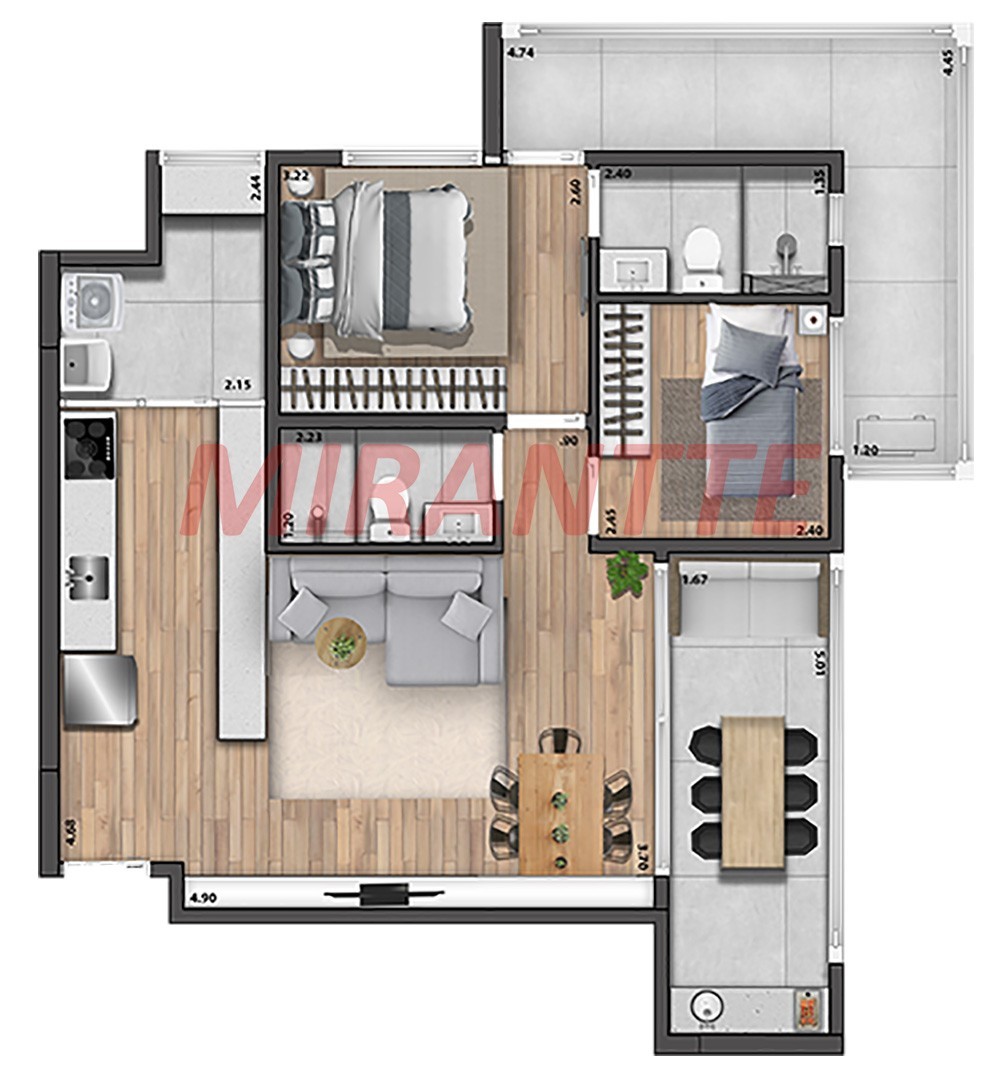 Apartamento de 38m² com 1 quarto em Santana