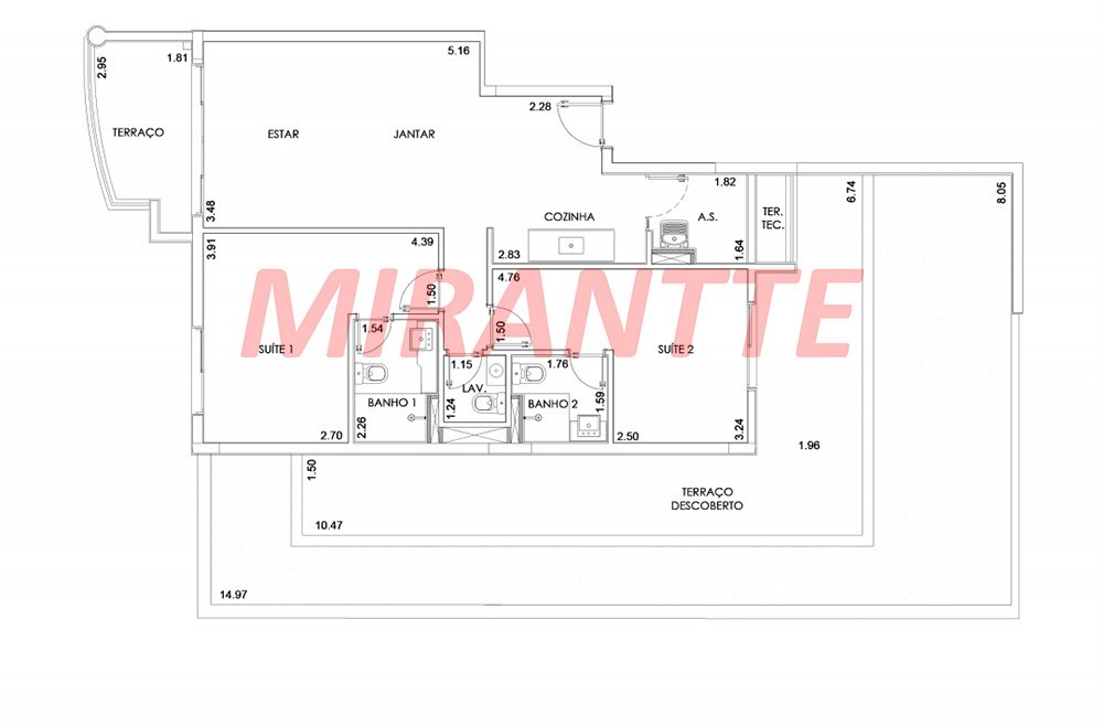 Apartamento de 80m² com 2 quartos em Santana