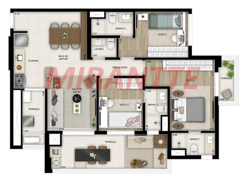 Apartamento de 103m² com 3 quartos em Brooklin