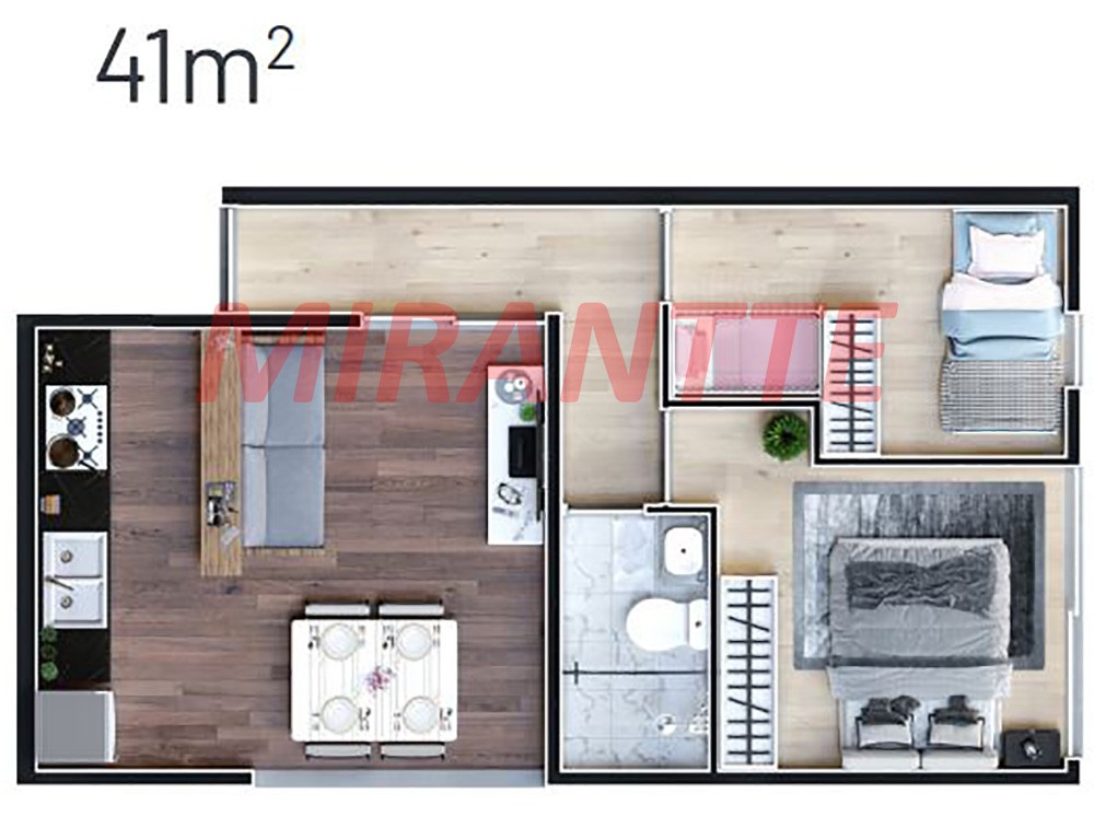 Apartamento com 2 quartos em Santana