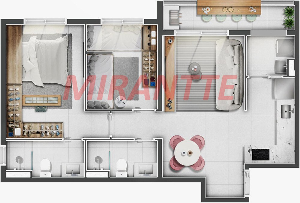 Apartamento de 69m² com 2 quartos em Vila Rosália