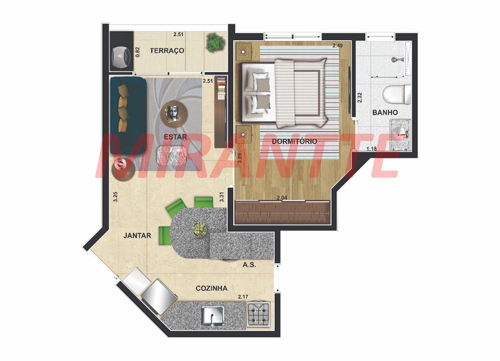 Apartamento de 42.2m² com 2 quartos em Vila Guilherme
