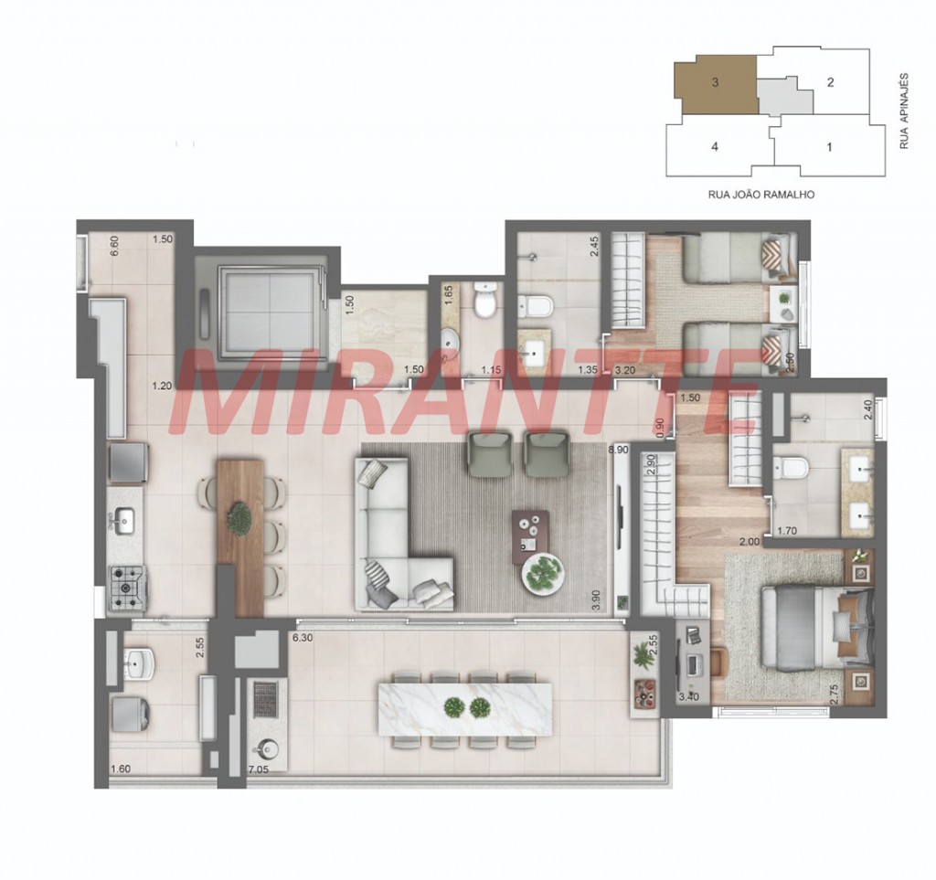 Apartamento de 206m² com 4 quartos em Perdizes