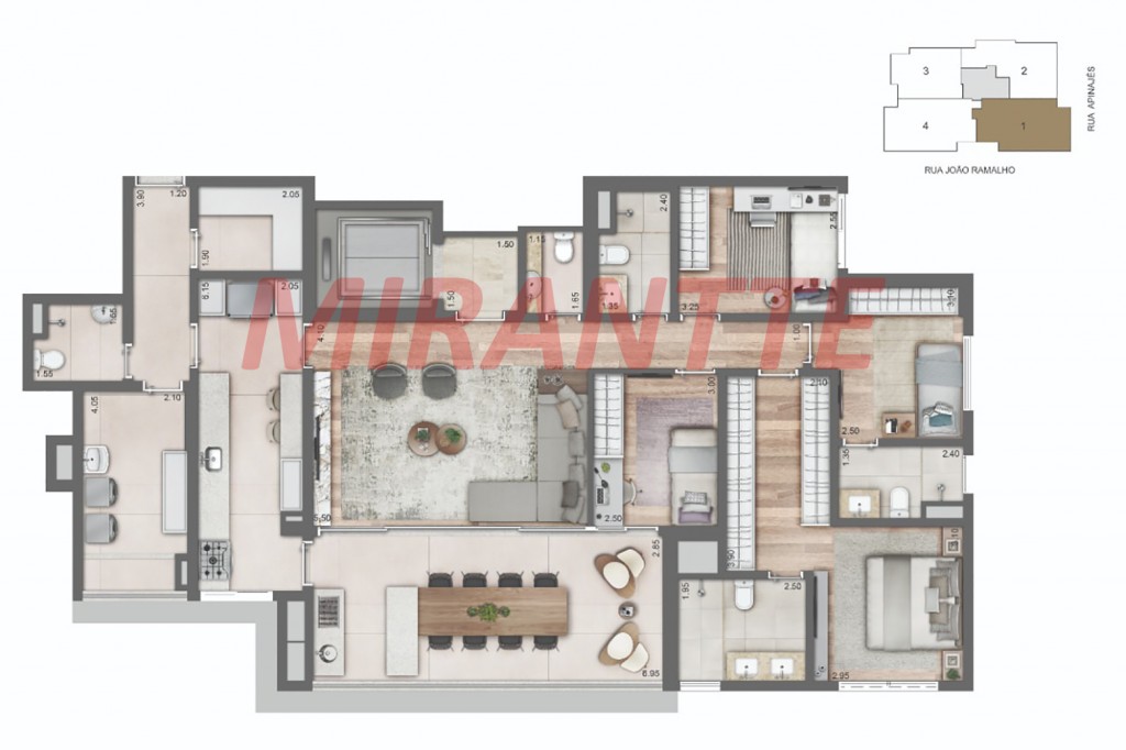 Apartamento de 206m² com 4 quartos em Perdizes
