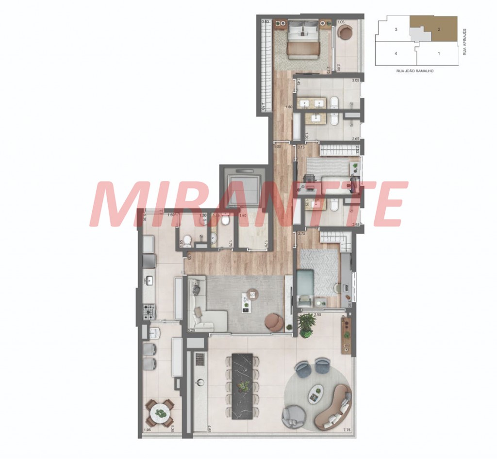 Apartamento de 206m² com 4 quartos em Perdizes