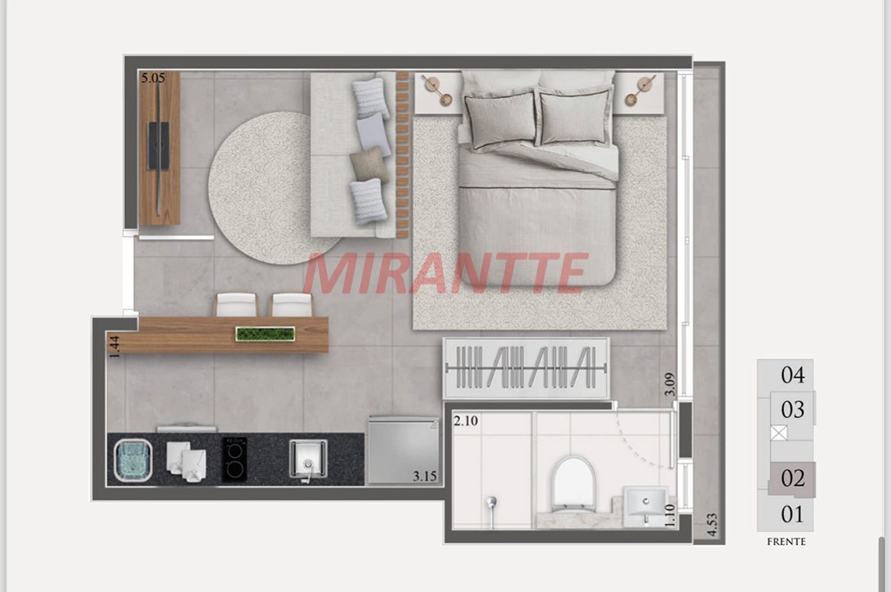 Apartamento de 24m² com 1 quartos em Santana