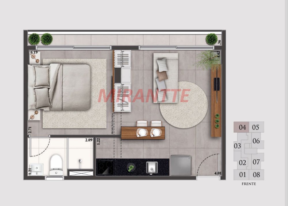 Apartamento de 24m² com 1 quartos em Santana