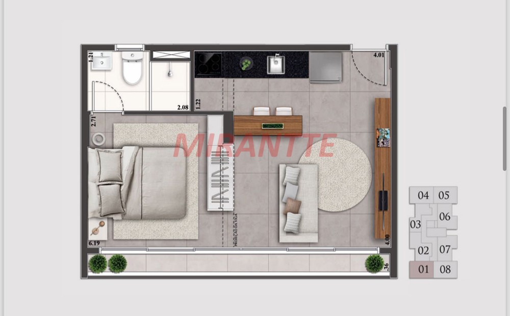 Apartamento de 24m² com 1 quartos em Santana