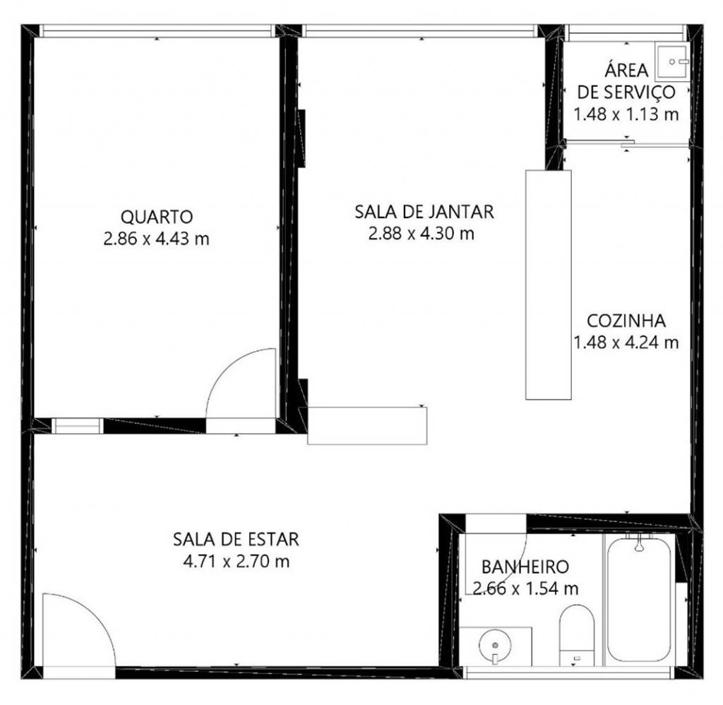 Apartamento de 54m² com 1 quarto em Santa Efigenia