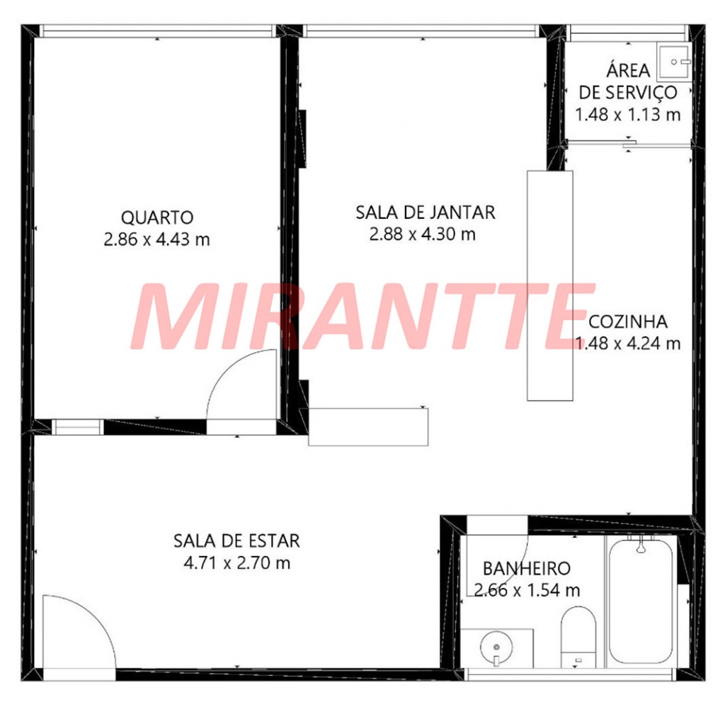 Apartamento de 54m² com 1 quarto em Santa Efigenia