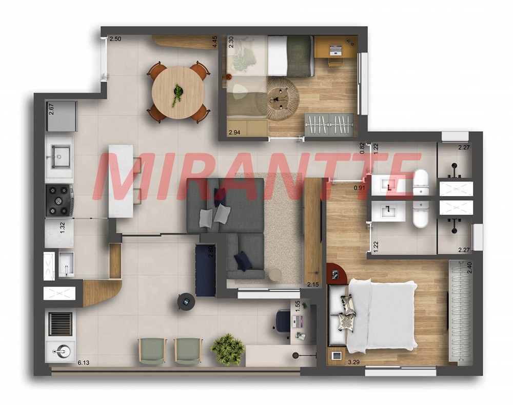 Apartamento de 63m² com 2 quartos em Nova Klabin