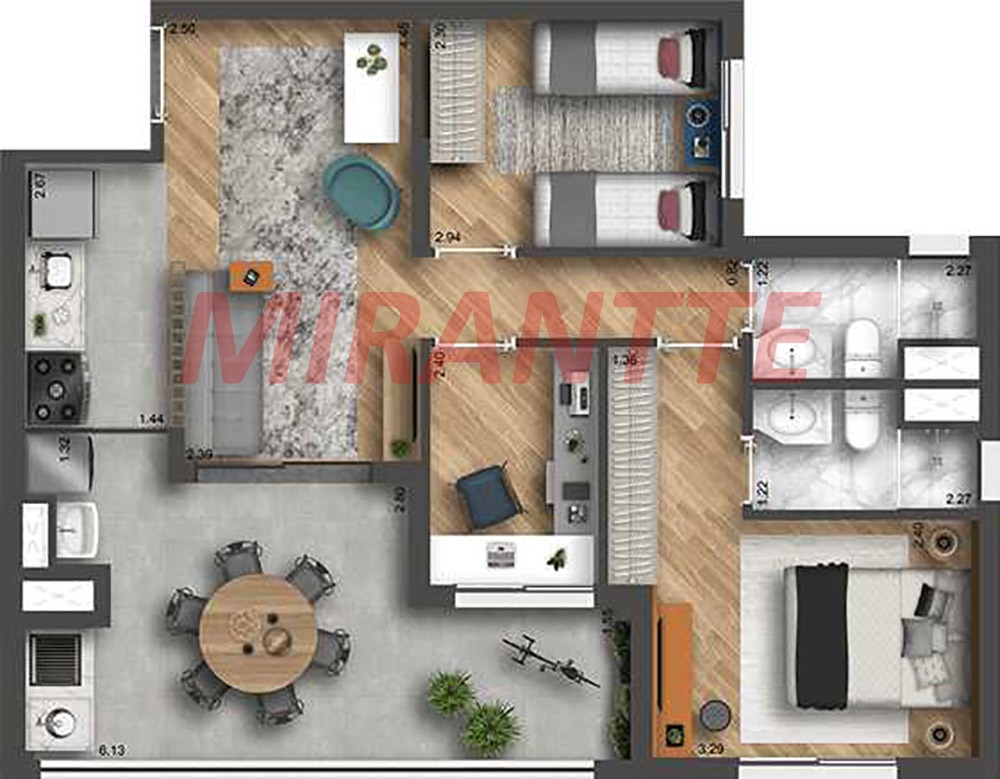 Apartamento de 69m² com 3 quartos em Nova Klabin