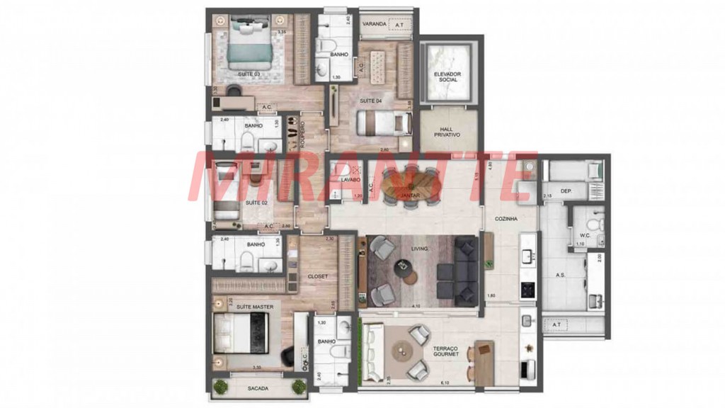 Apartamento de 142m² com 4 quartos em Perdizes