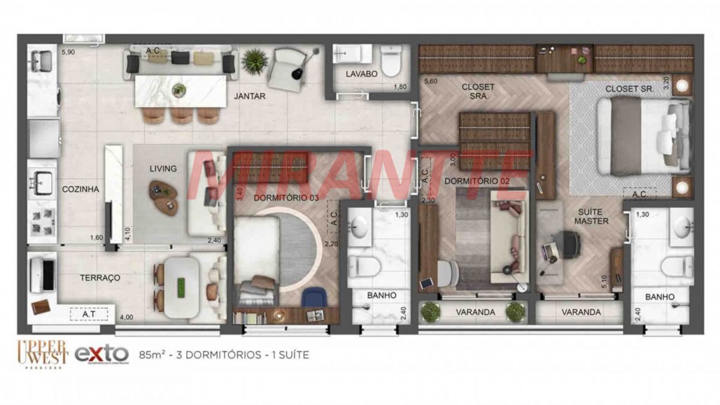 Apartamento de 62m² com 2 quartos em Perdizes
