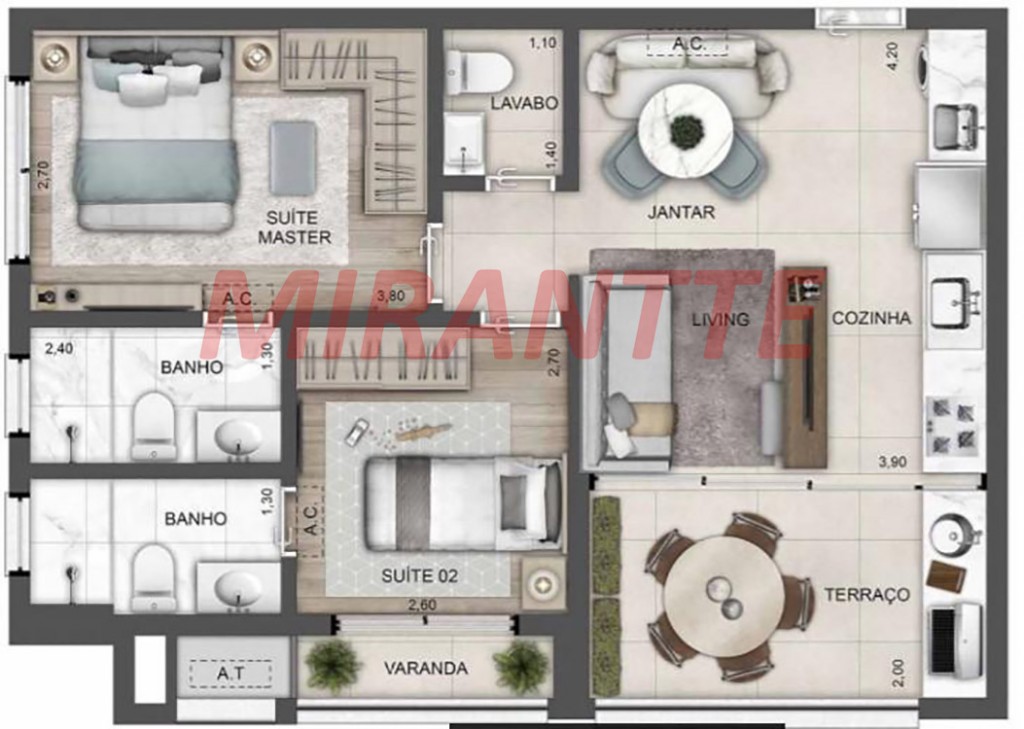 Apartamento de 62m² com 2 quartos em Perdizes