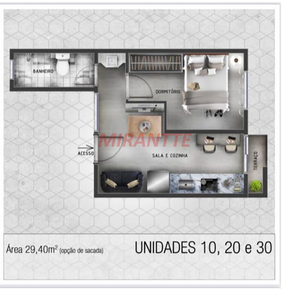 Apartamento de 28m² com 1 quartos em Santana