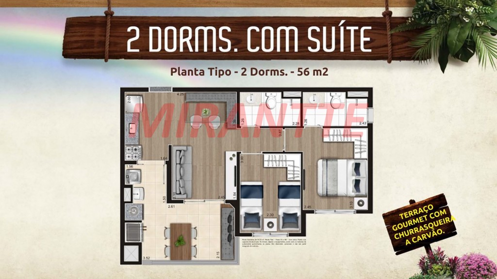 Apartamento de 56m² com 2 quartos em Vila Maria