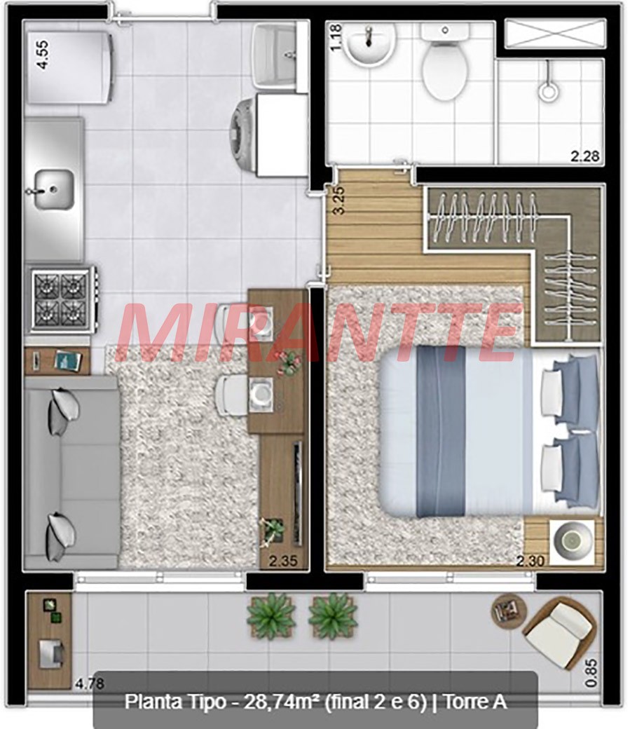 Apartamento de 27m² com 1 quarto em Vila Guilherme