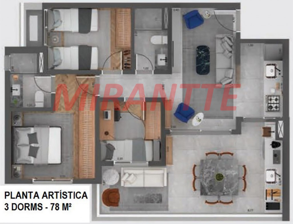 Apartamento de 67m² com 2 quartos em Santana